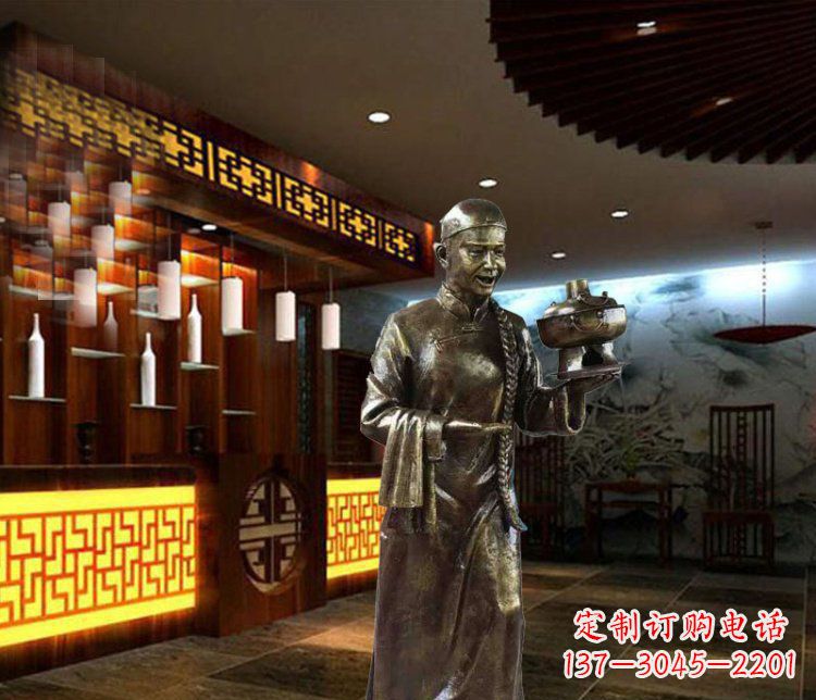 昆明铜雕店小二小品人物雕塑