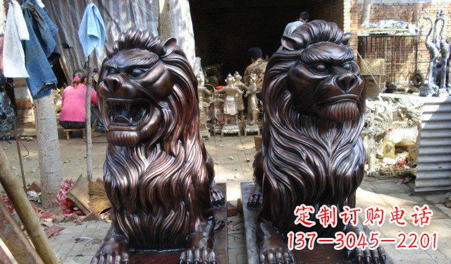 昆明铜雕狮子公司门口雕塑 (2)