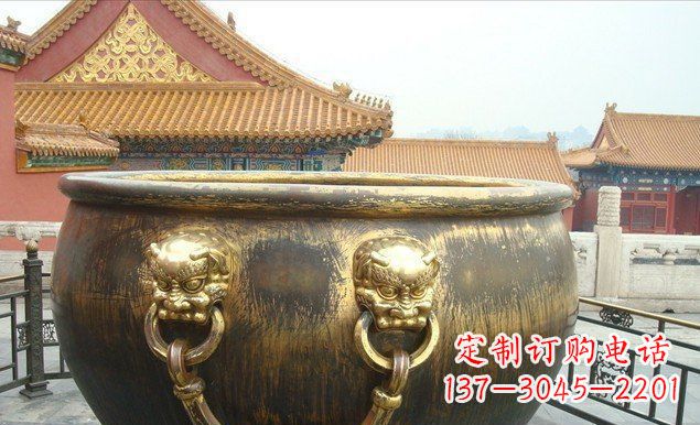 昆明铜雕水缸寺庙景观雕塑 (2)
