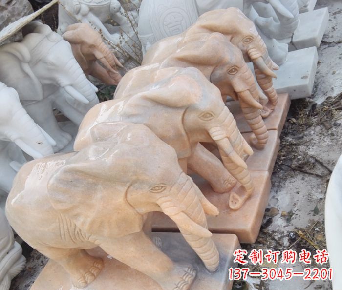 昆明晚霞红大象门口石雕