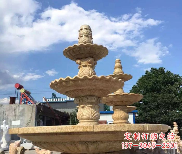 昆明晚霞红多层喷泉石雕