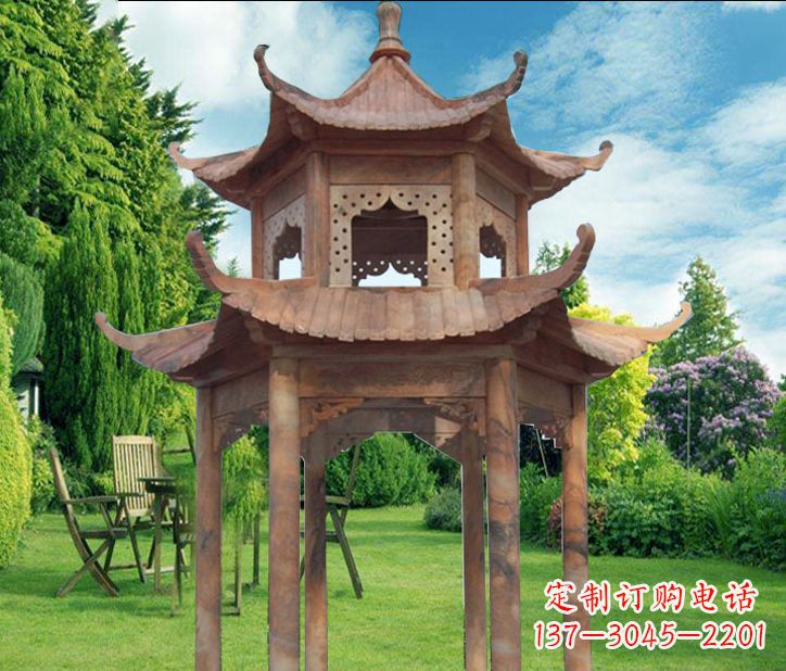 昆明晚霞红公园建筑凉亭