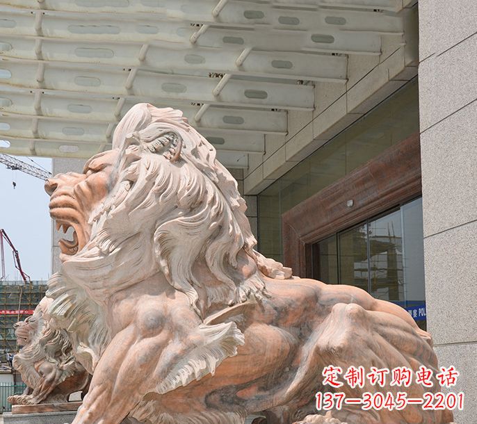 昆明晚霞红欧式狮子石雕 (3)