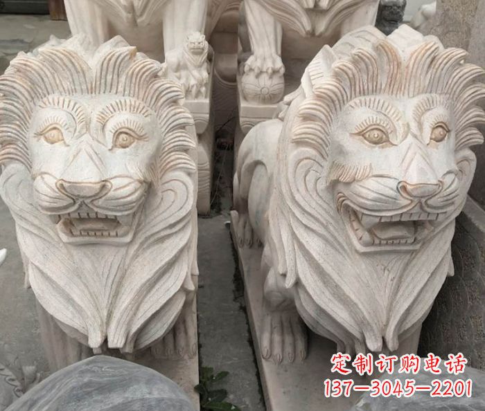 昆明晚霞红欧式狮子石雕 (2)