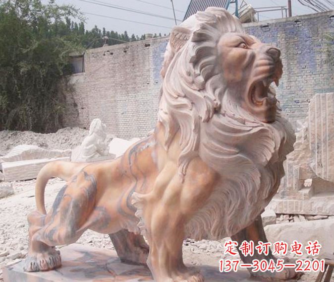 昆明晚霞红欧式狮子石雕 (4)