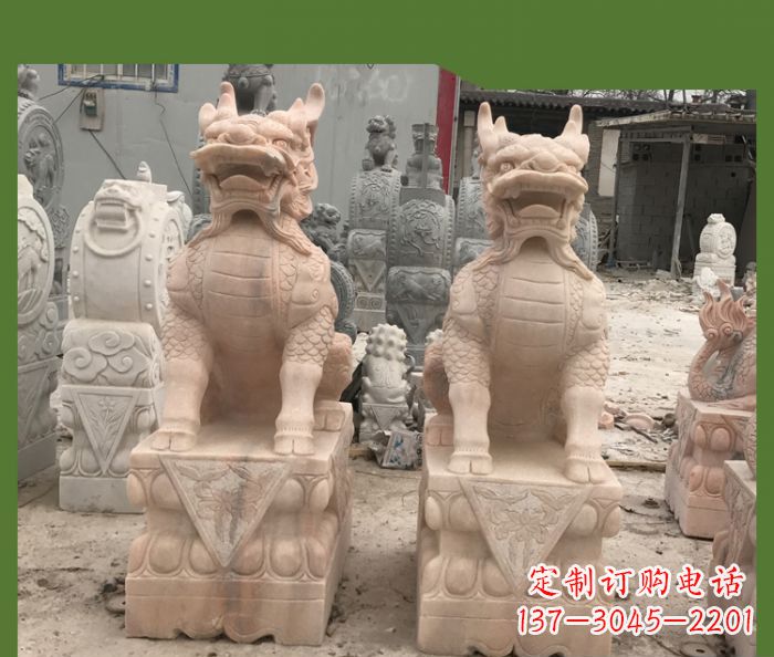昆明晚霞红麒麟招财镇宅石雕 (3)