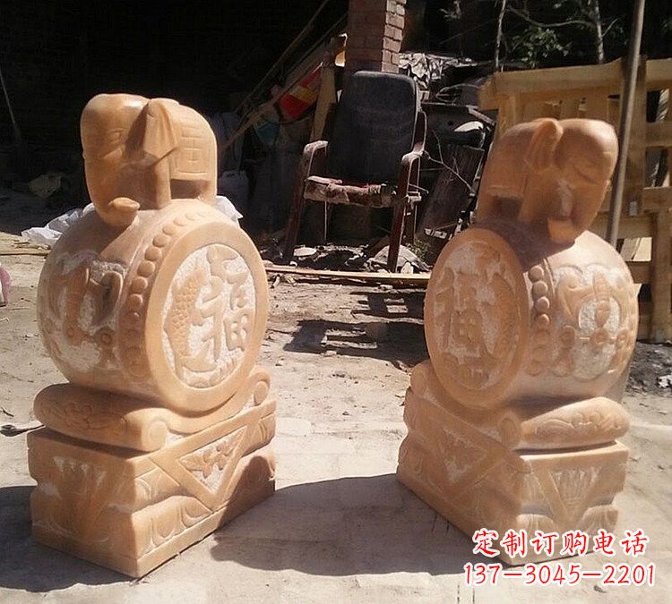 昆明晚霞红小象门墩