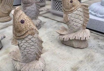 昆明花岗岩石雕-鲤鱼雕塑