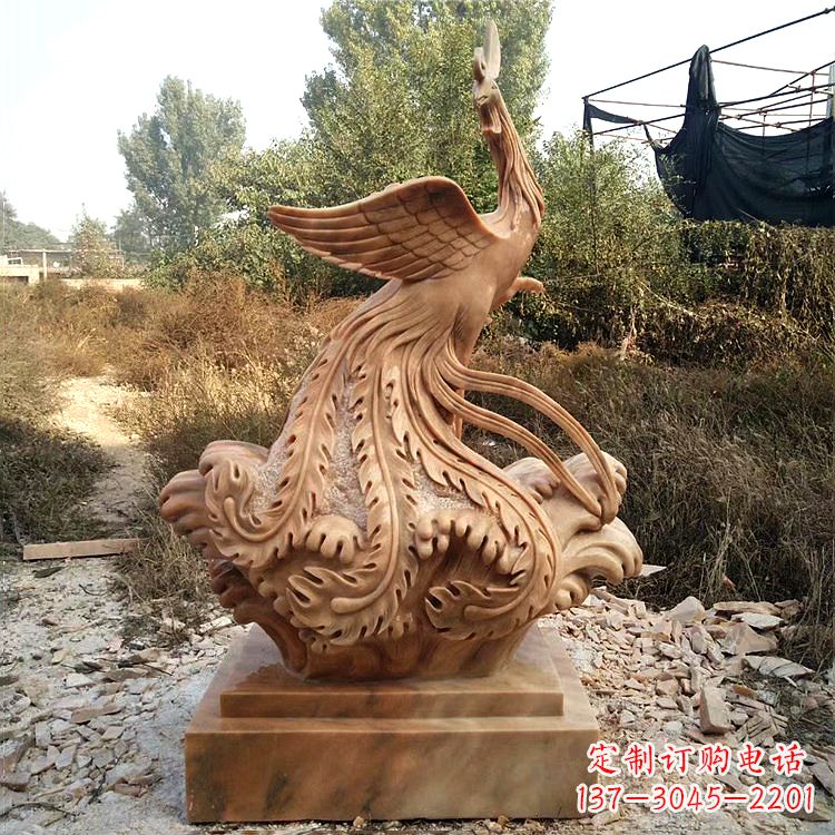 昆明祥瑞凤凰晚霞红石雕