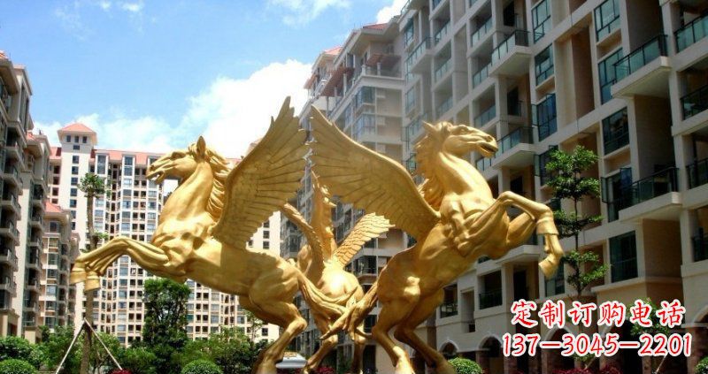 昆明小区飞马动物铜雕