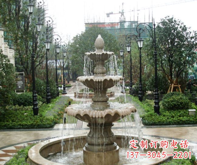 昆明小区景观大理石喷泉石雕 (4)