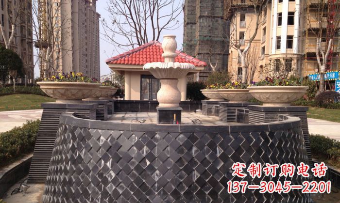 昆明小区景观大理石喷泉石雕 (3)