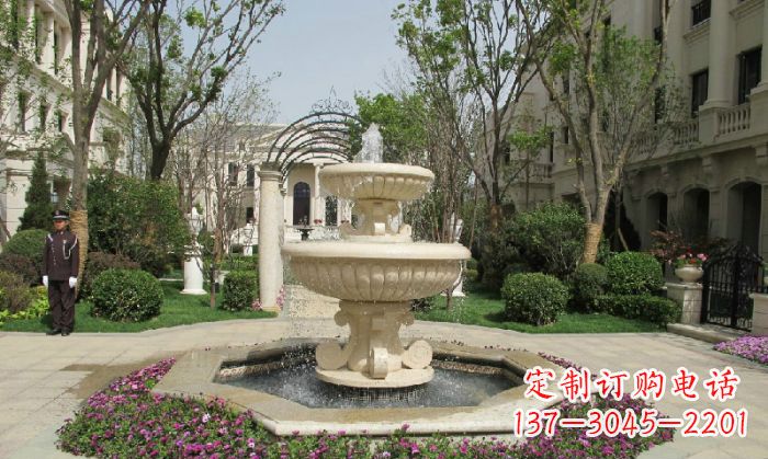 昆明小区景观大理石喷泉石雕 (7)