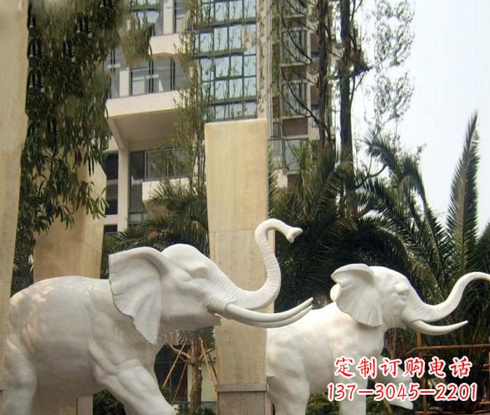 昆明小区景观汉白玉大象石雕