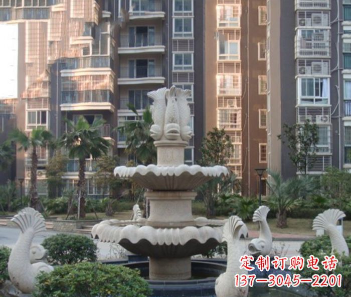 昆明小区景观鲤鱼喷泉石雕