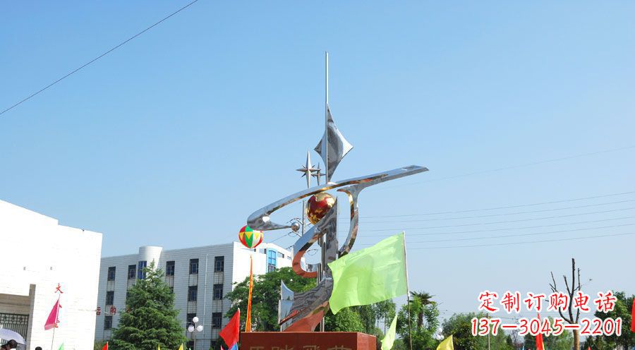 昆明校园不锈钢马踏飞燕地球雕塑