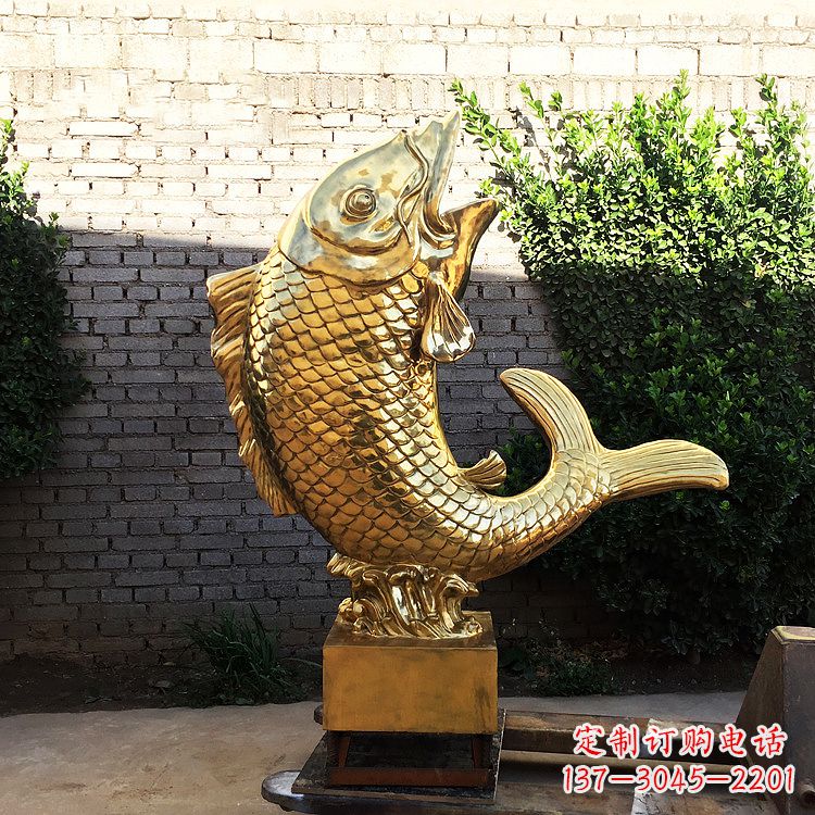 昆明鱼跃景观铜雕-纯铜铸造企业商场动物雕塑摆件