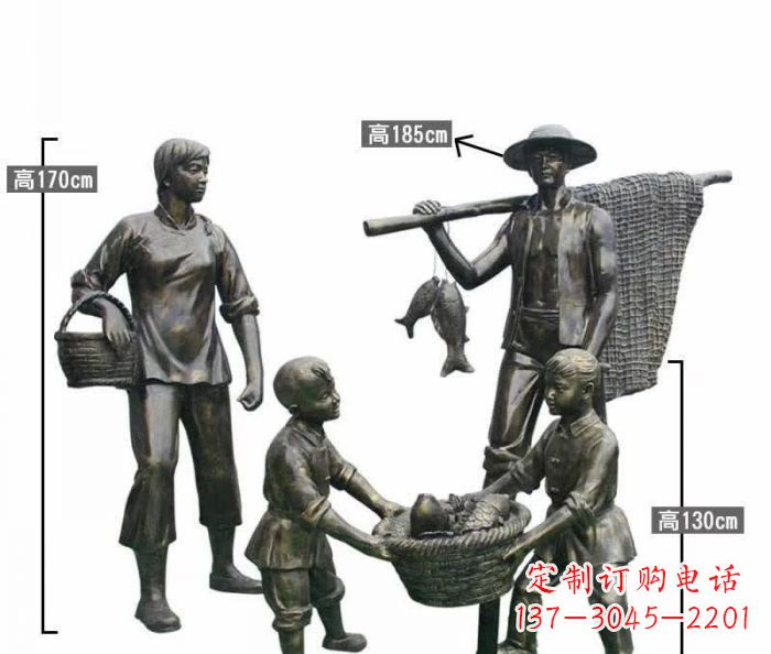 昆明渔夫捕鱼民俗铜雕 (3)