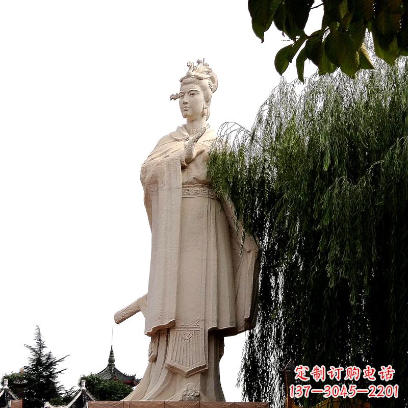 昆明虞姬砂岩石雕-景区园林古代人物著名美女雕像