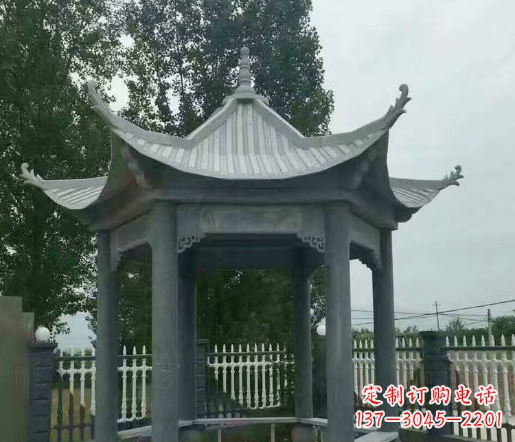 昆明园林仿古石凉亭景观石雕 (2)