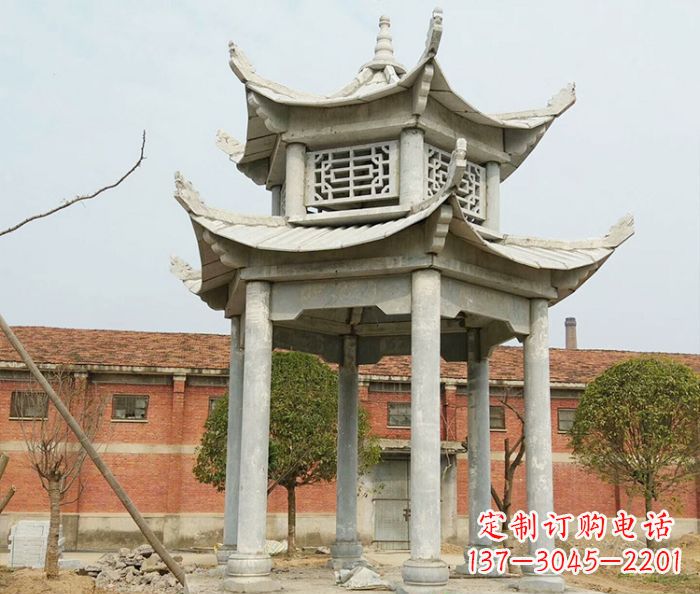 昆明园林仿古双层石雕凉亭 (2)