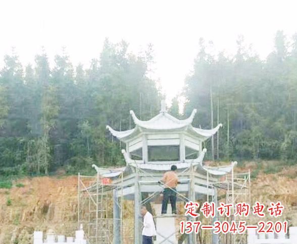 昆明园林仿古双层石凉亭景观石雕 (2)