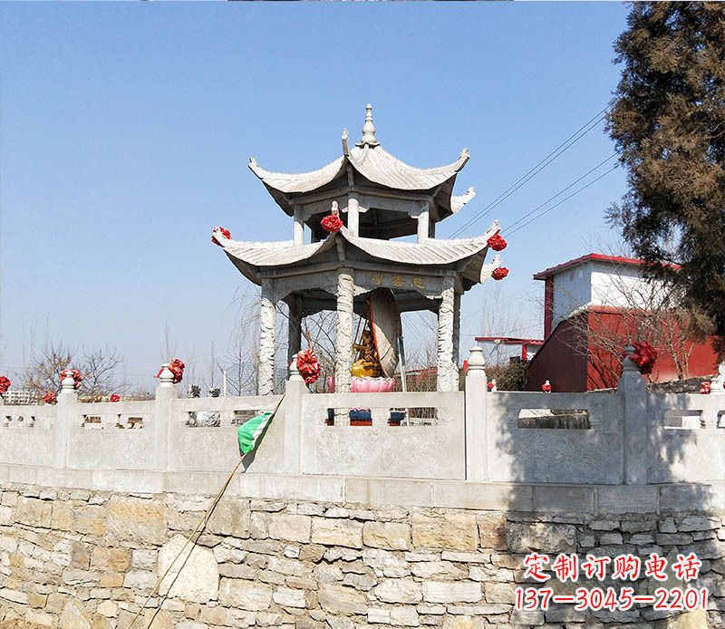 昆明园林仿古双层石凉亭景观石雕 (3)