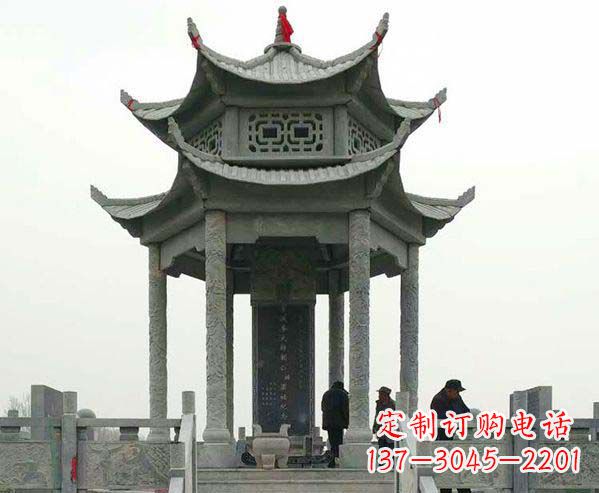 昆明园林仿古双层石凉亭景观石雕
