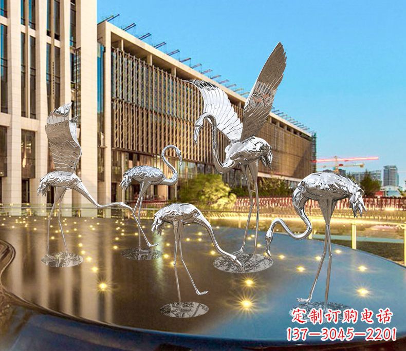 昆明园林火烈鸟不锈钢雕塑