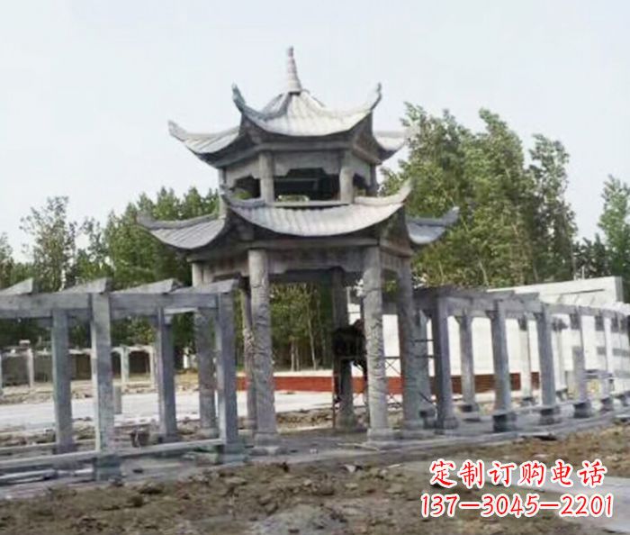 昆明园林景观多层凉亭石雕 (2)