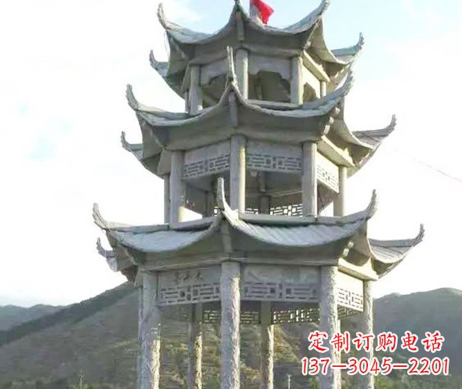 昆明园林景观多层凉亭石雕 (3)