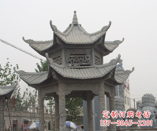 昆明园林景观仿古石雕凉亭 (2)