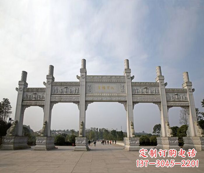 昆明园林景观五门石雕牌坊