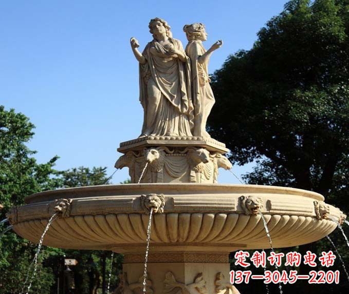 昆明园林景观西方人物喷泉石雕