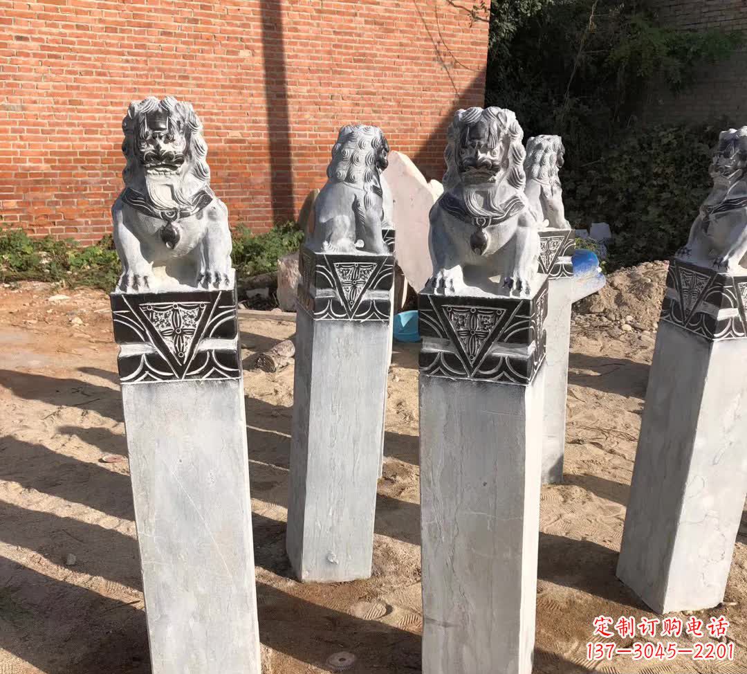 昆明园林石雕狮子拴马桩