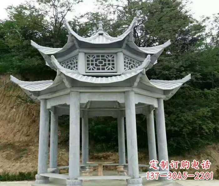 昆明园林双层凉亭石雕 (2)