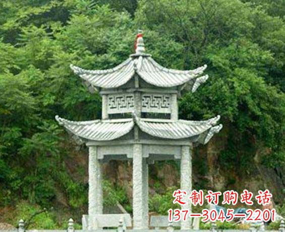 昆明园林双层六角石凉亭景观石雕