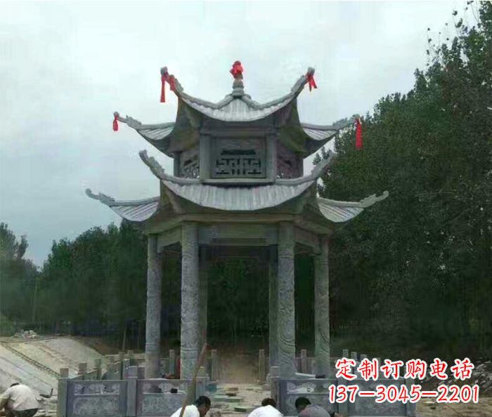 昆明园林双层凉亭石雕 (3)