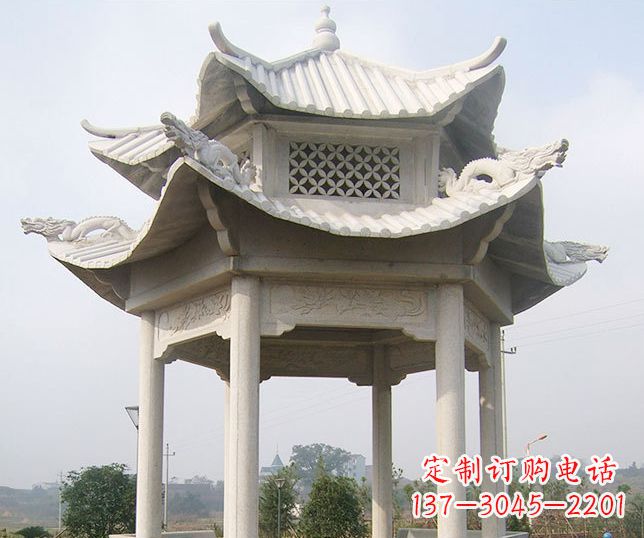昆明园林双层镂空石凉亭景观石雕