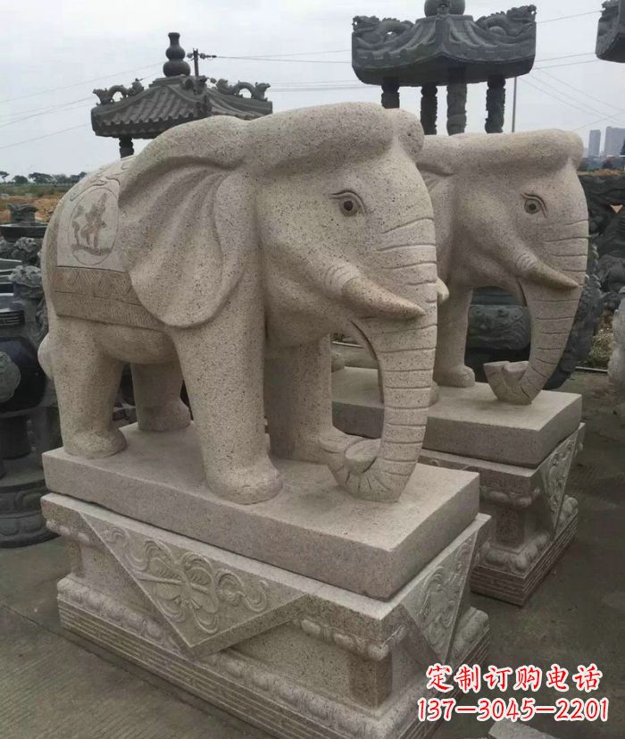 昆明招财进宝大理石大象石雕