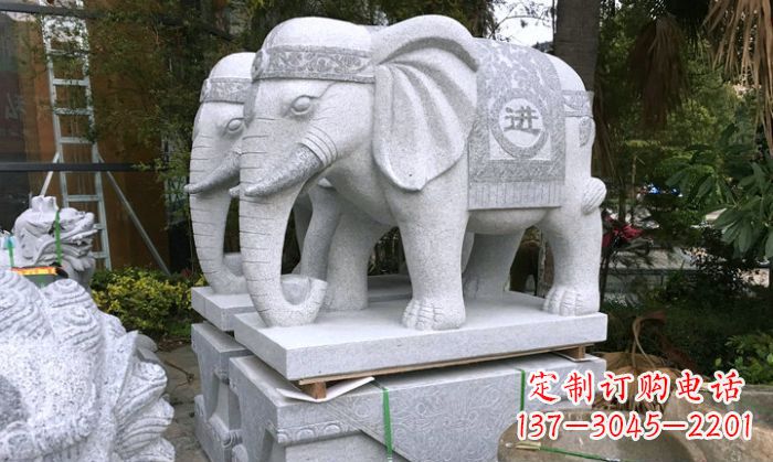 昆明招财进宝大理石门口大象雕塑