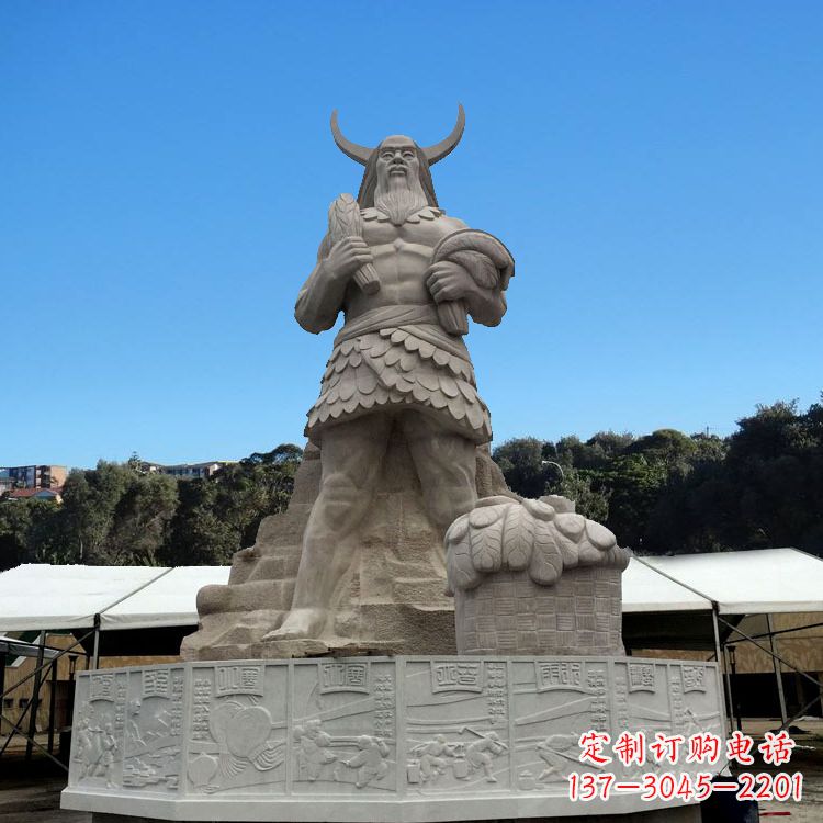 昆明中国上古人物人文初祖汉白玉神农雕像