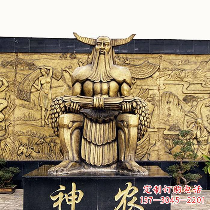 昆明中国神话传说人物五榖神农大帝铜雕塑像