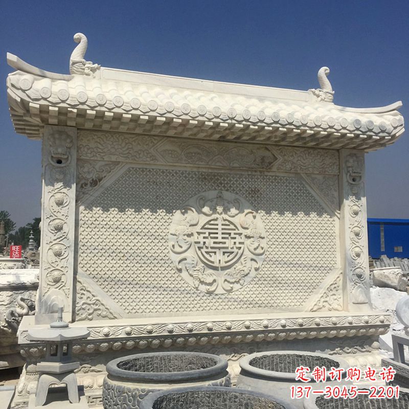 昆明中式庭院影壁石雕-中国古建大门萧墙