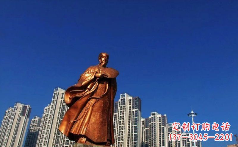 昆明诸葛亮古代名人铜雕 (2)
