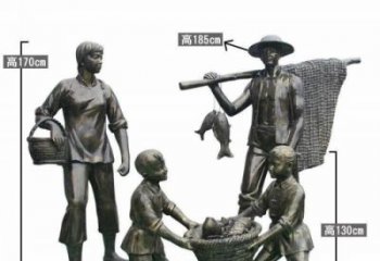 昆明渔夫捕鱼民俗铜雕 (3)