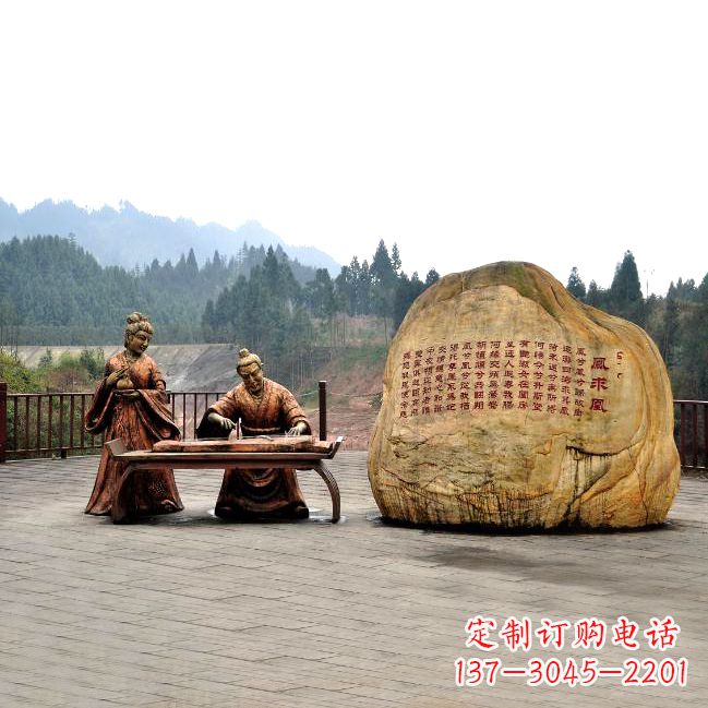 昆明卓文君与司马相如凤求凰公园景观雕塑-历史典故人物情景雕塑